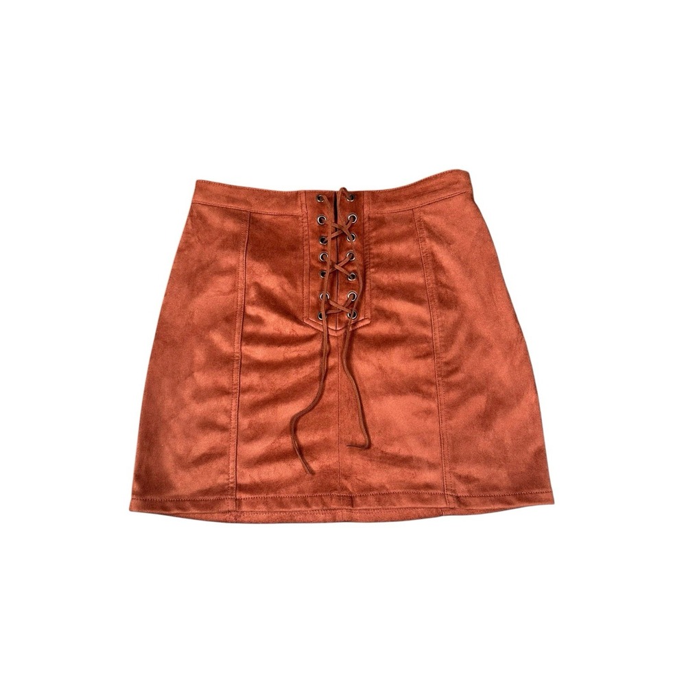 Forever 21 Suede High Rise Mini Skirt Tie From Women's Size 26 Orange